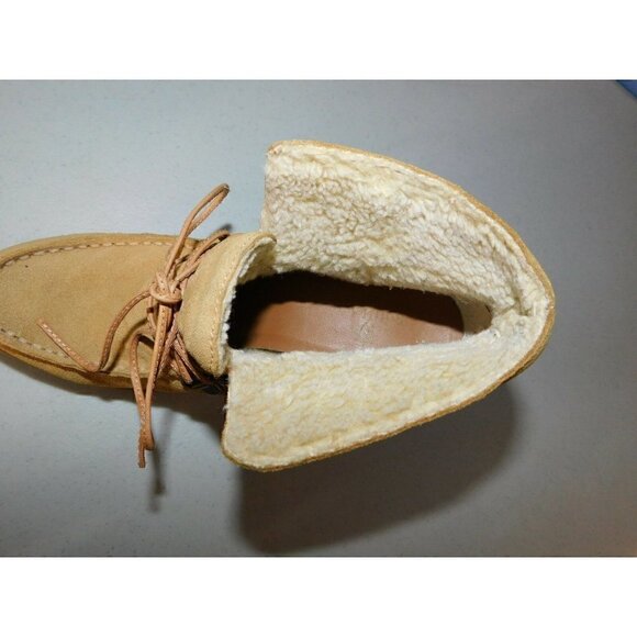 RUFF HEWN BROWN LEATHER SUEDE & FAUX FUR ANKLE BOOTS, WOMAN'S SIZE 6 M - Picture 4 of 9